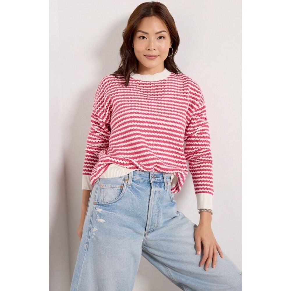 NWT Spiritual Gangster Stripe Sweater Pink White Size Small